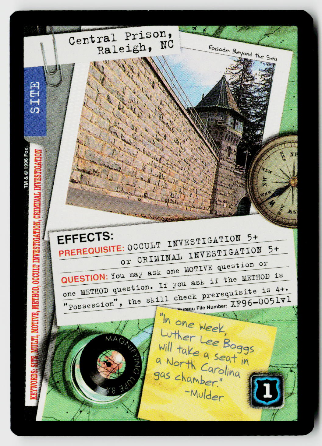 X-Files CCG | Premiere | Central Prison, Raleigh, NC XF96-0051v1 Uncommon