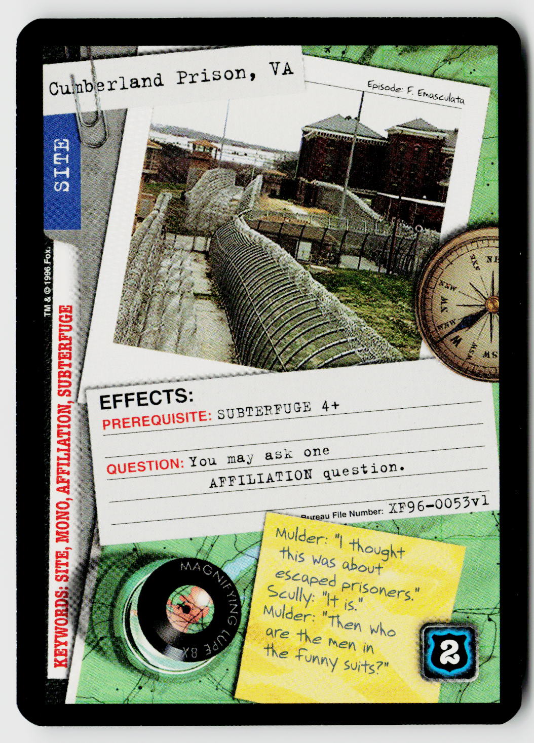 X-Files CCG | Premiere | Cumberland Prison, VA XF96-0053v1 Common