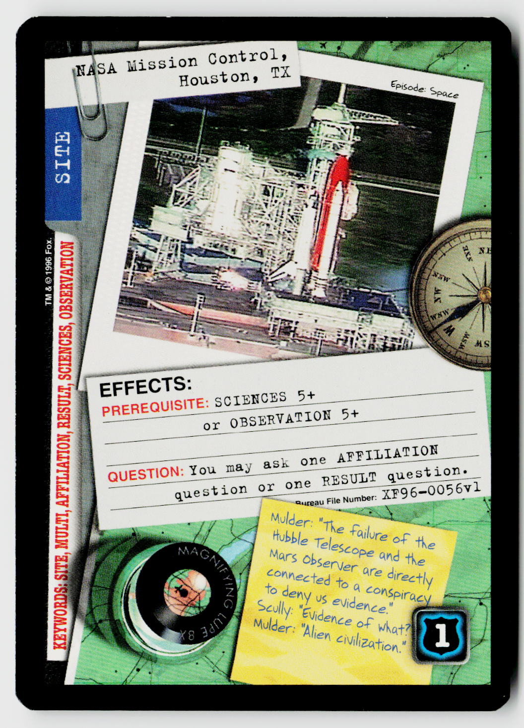 X-Files CCG | Premiere | NASA Mission Control, Houston, TX XF96-0056v1 Uncommon