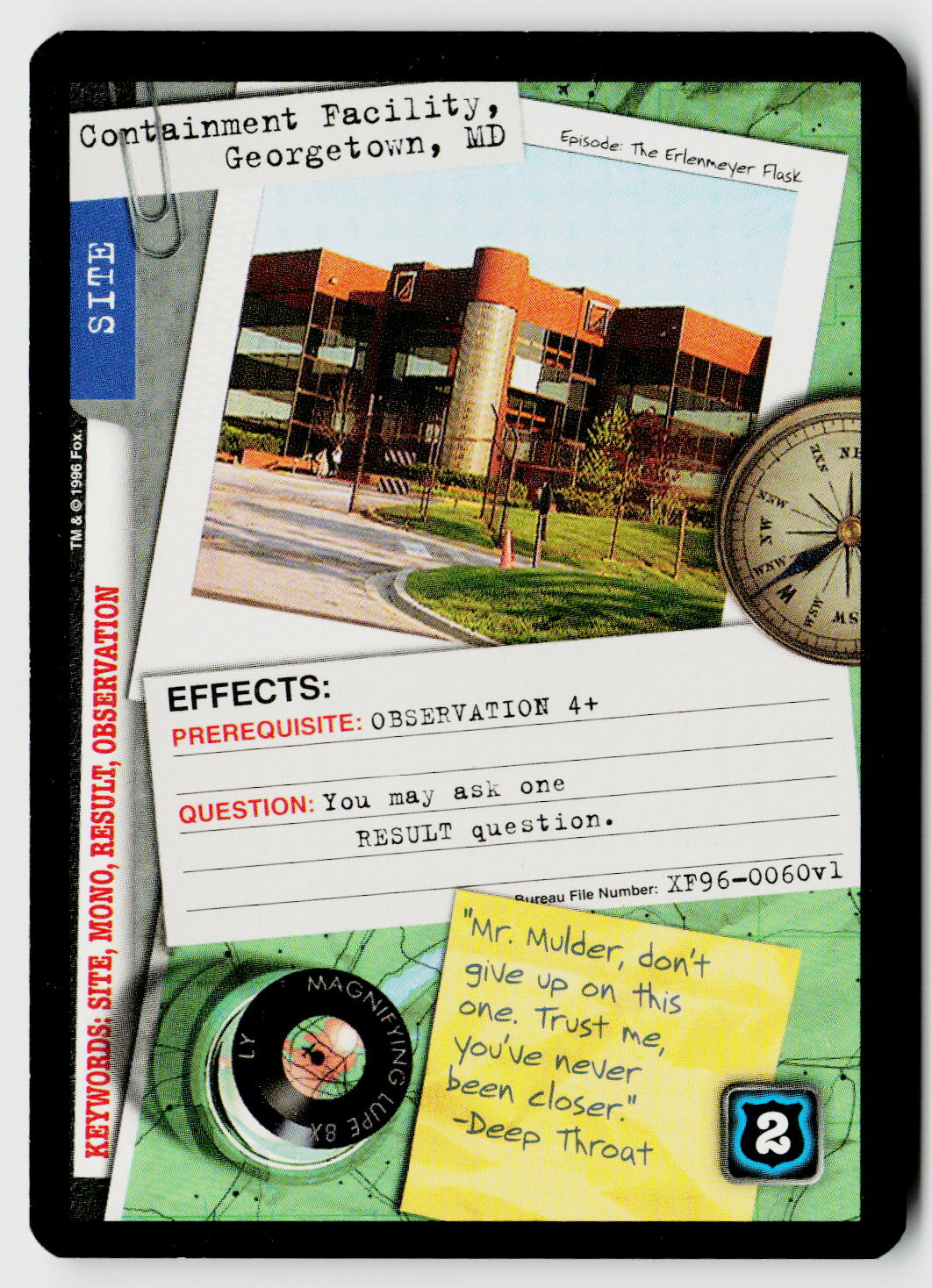 X-Files CCG | Premiere | Containment Facility, Georgetown, MD XF96-0060v1 Common