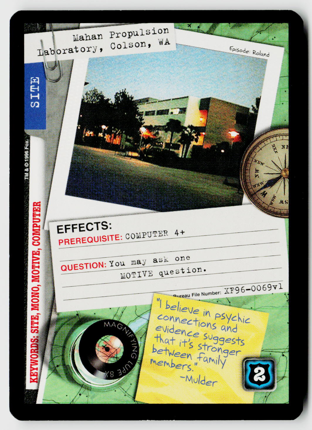X-Files CCG | Premiere | Mahan Propulsion Laboratory, Colson, WA XF96-0069v1 Common