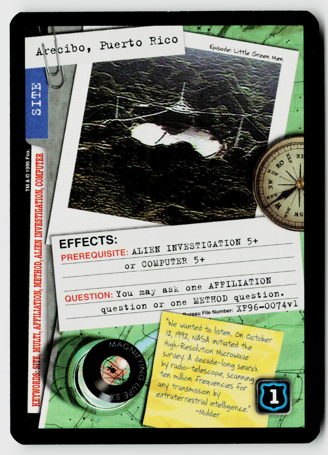 X-Files CCG | Premiere | Arecibo, Puerto Rico XF96-0074v1 Uncommon