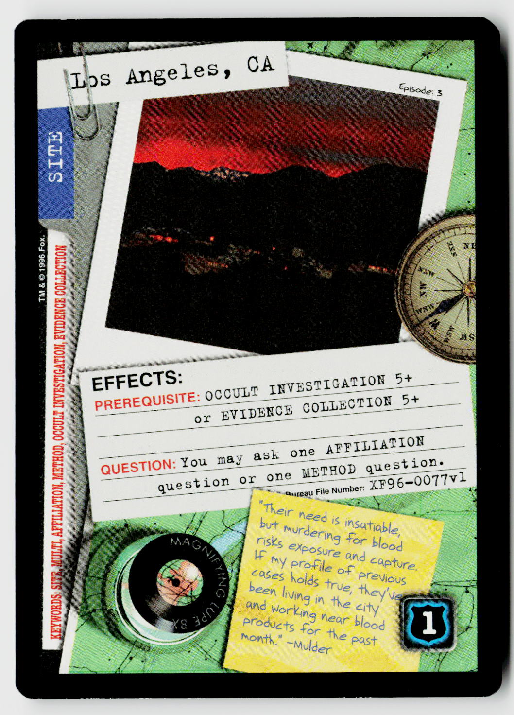 X-Files CCG | Premiere | Los Angeles, CA XF96-0077v1 Uncommon