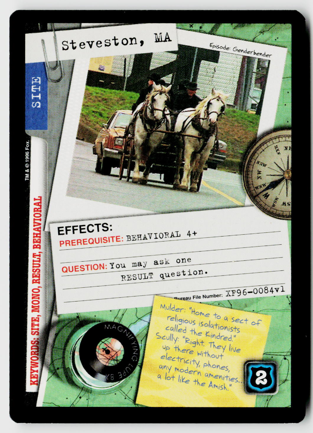 X-Files CCG | Premiere | Steveston, MA XF96-0084v1 Rare