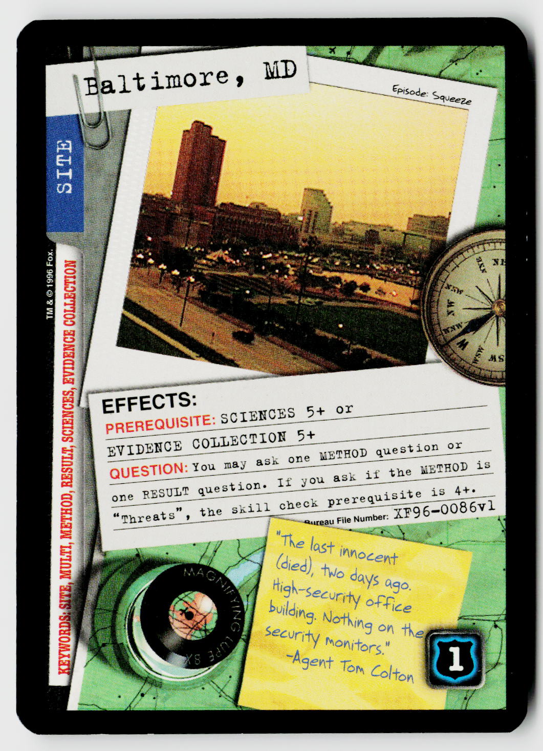 X-Files CCG | Premiere | Baltimore, MD XF96-0086v1 Uncommon