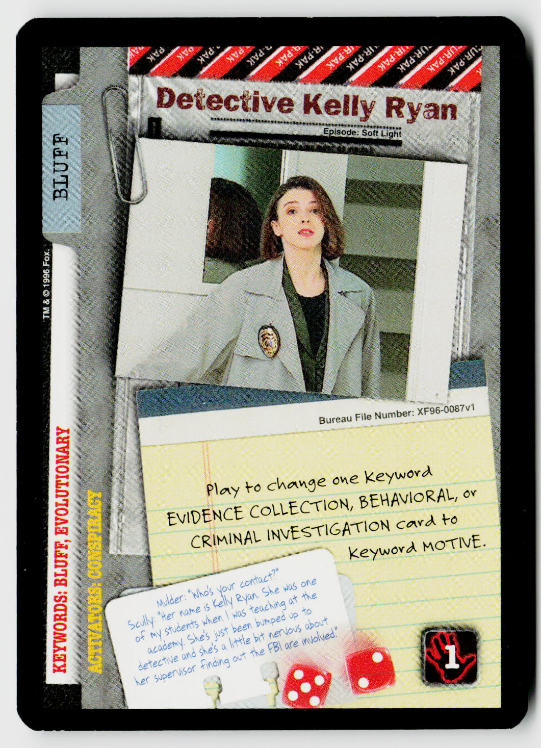 X-Files CCG | Premiere | Detective Kelly Ryan XF96-0087v1 Common