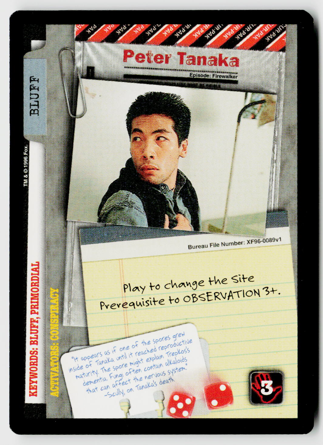 X-Files CCG | Premiere | Peter Tanaka XF96-0089v1 Uncommon