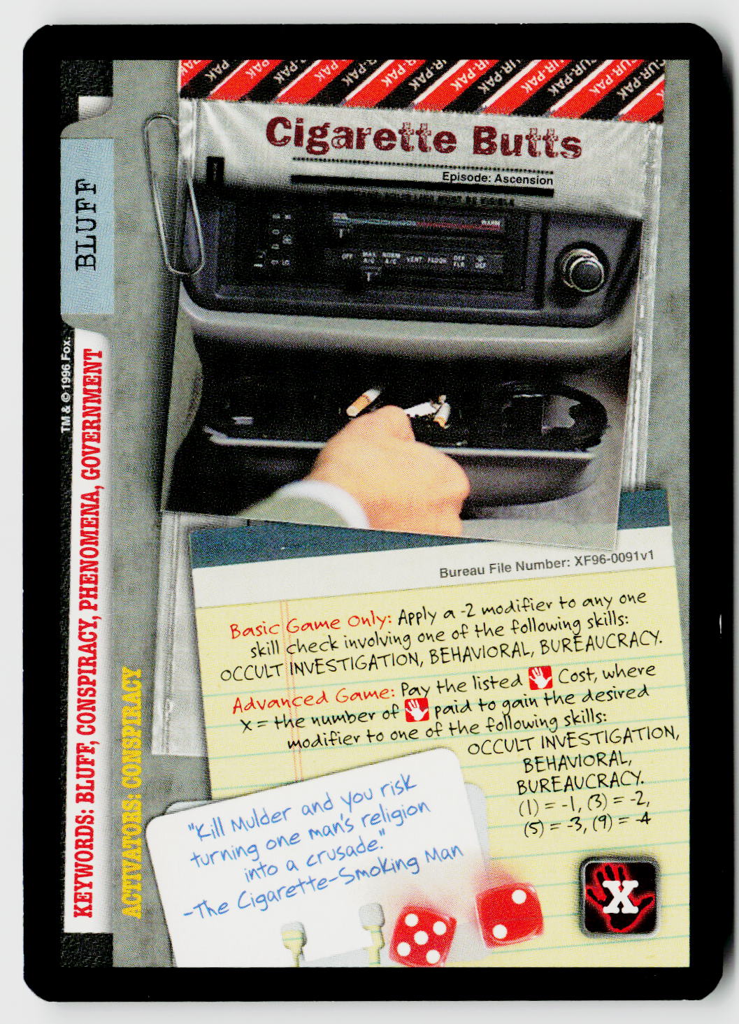 X-Files CCG | Premiere | Cigarette Butts XF96-0091v1 Common