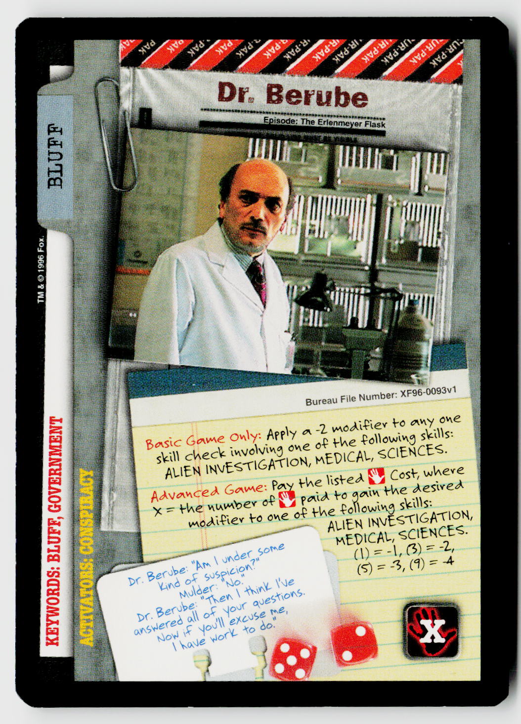 X-Files CCG | Premiere | Dr. Berube XF96-0093v1 Common