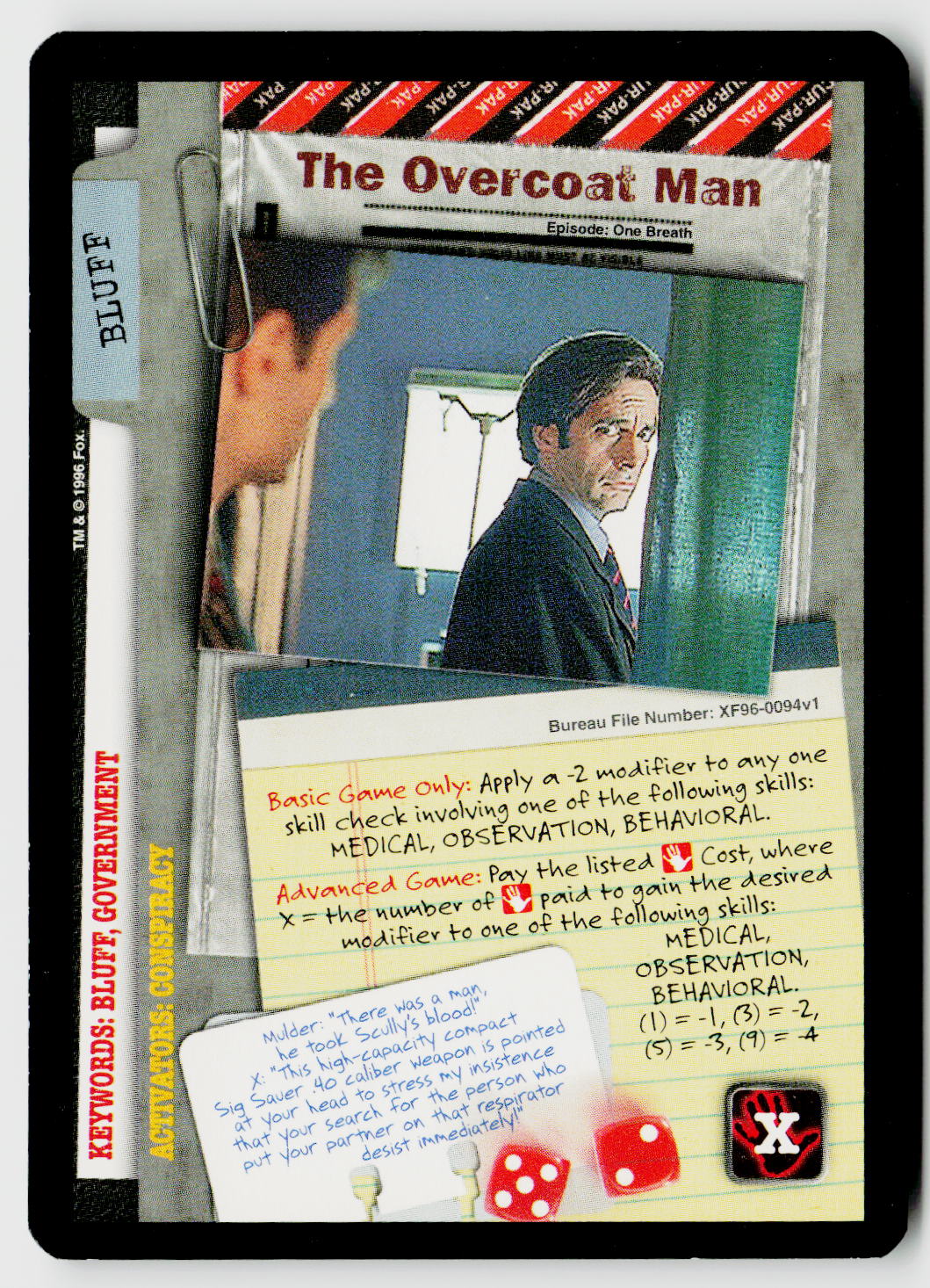 X-Files CCG | Premiere | The Overcoat Man XF96-0094v1 Common