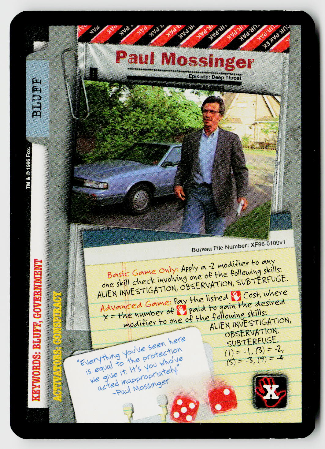 X-Files CCG | Premiere | Paul Mossinger XF96-0100v1 Common