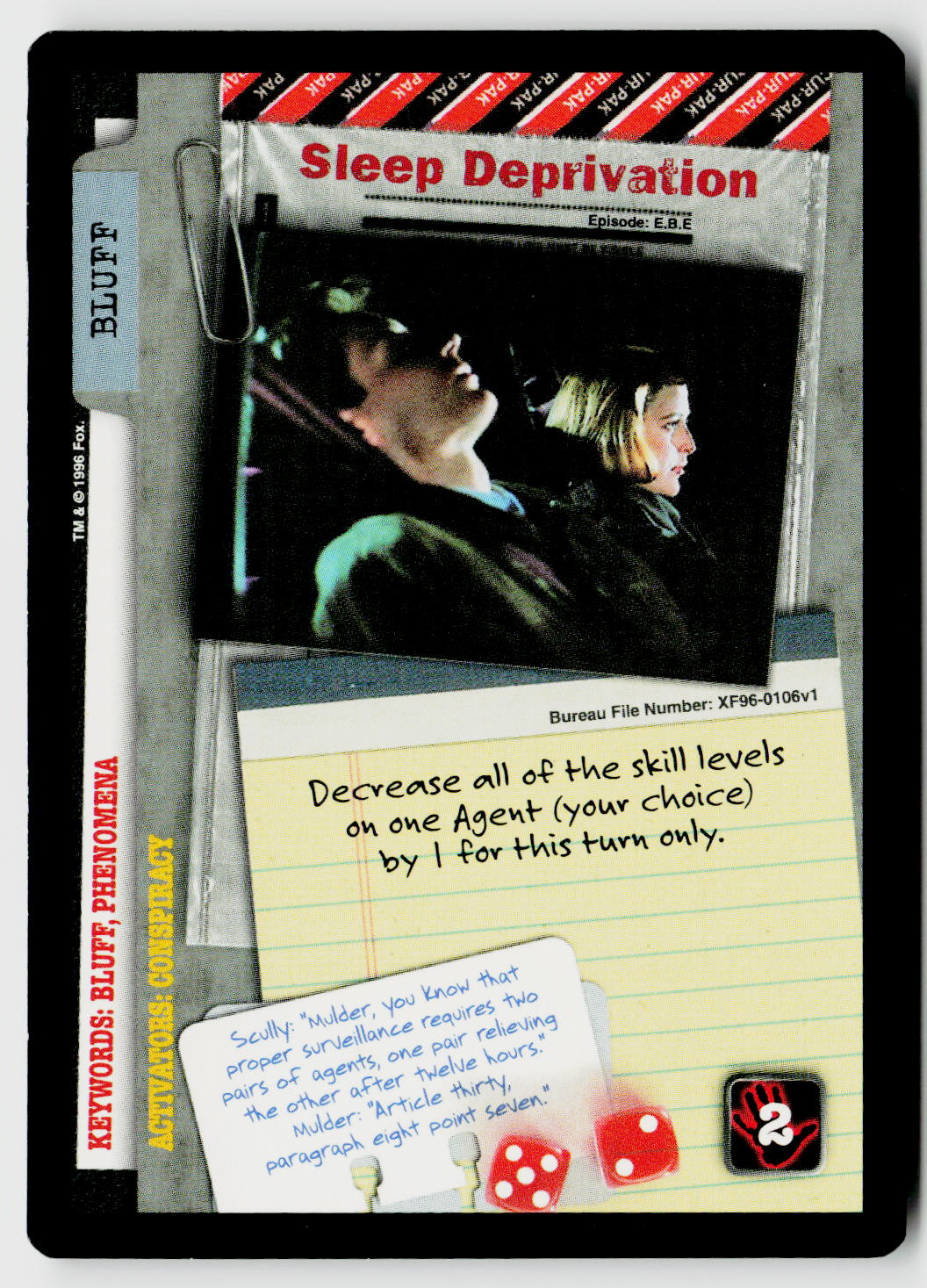 X-Files CCG | Premiere | Sleep Deprivation XF96-0106v1 Rare