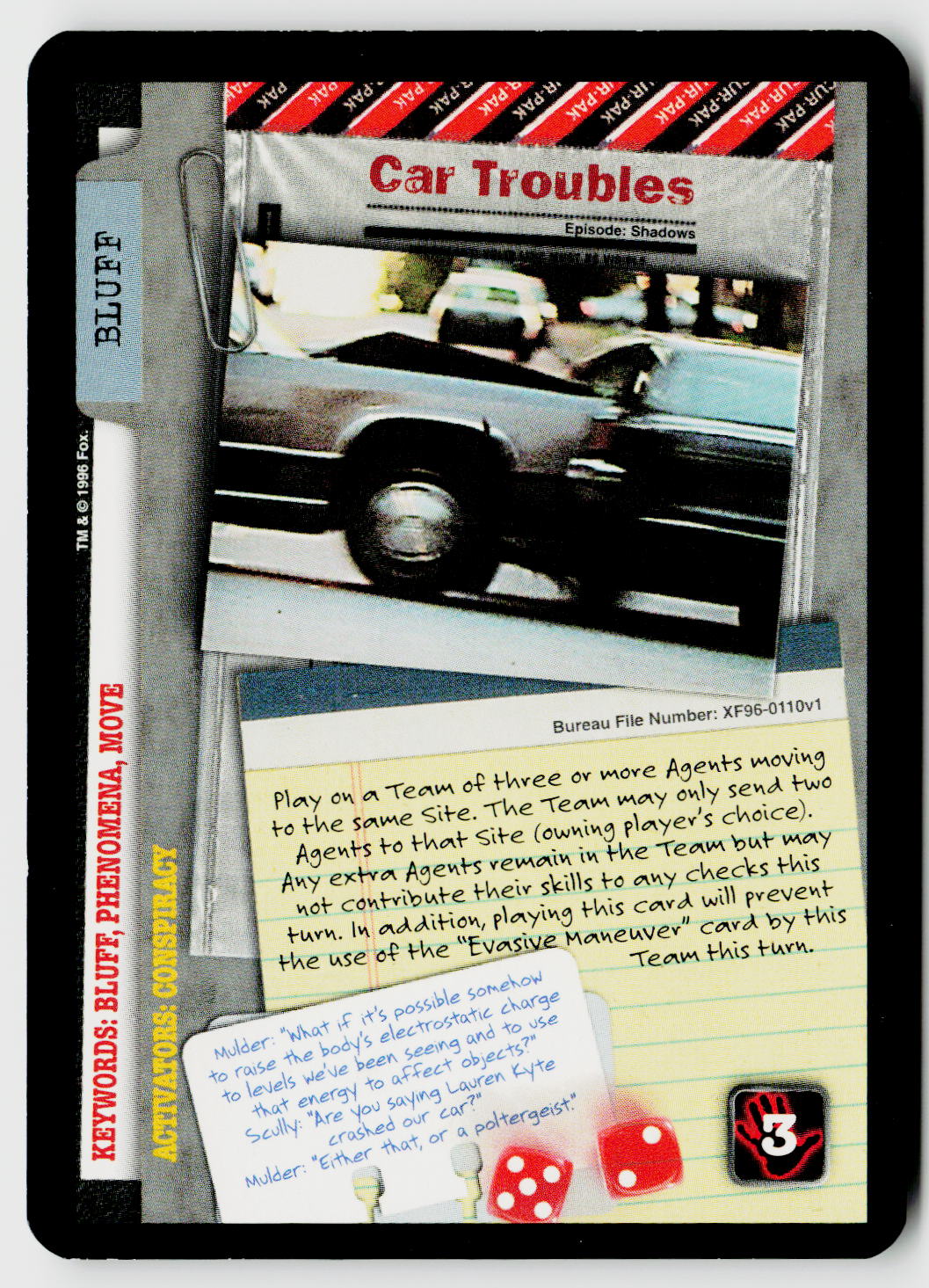 X-Files CCG | Premiere | Car Troubles XF96-0110v1 Fixed