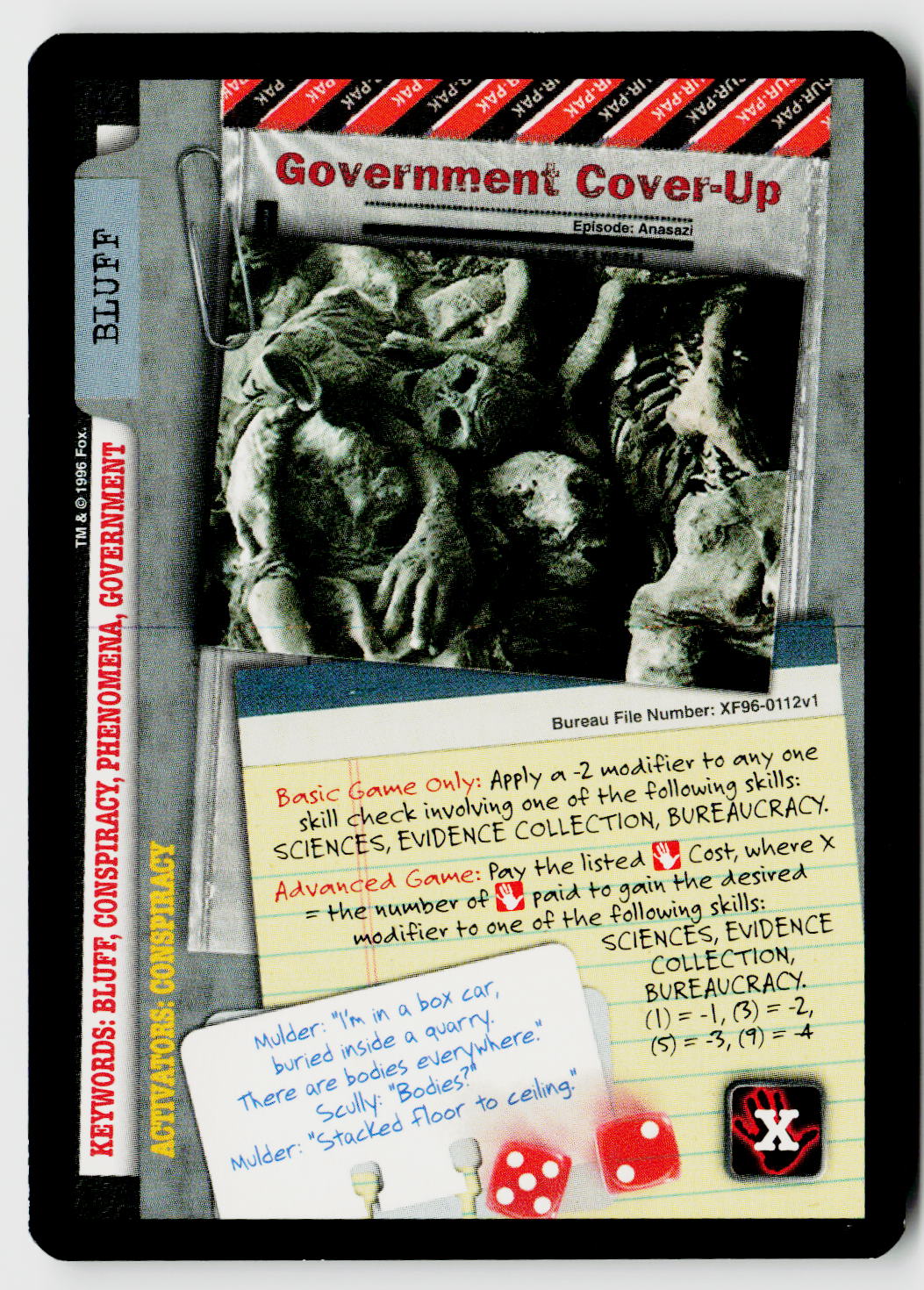 X-Files CCG | Premiere | Government Cover-Up XF96-0112v1 Common