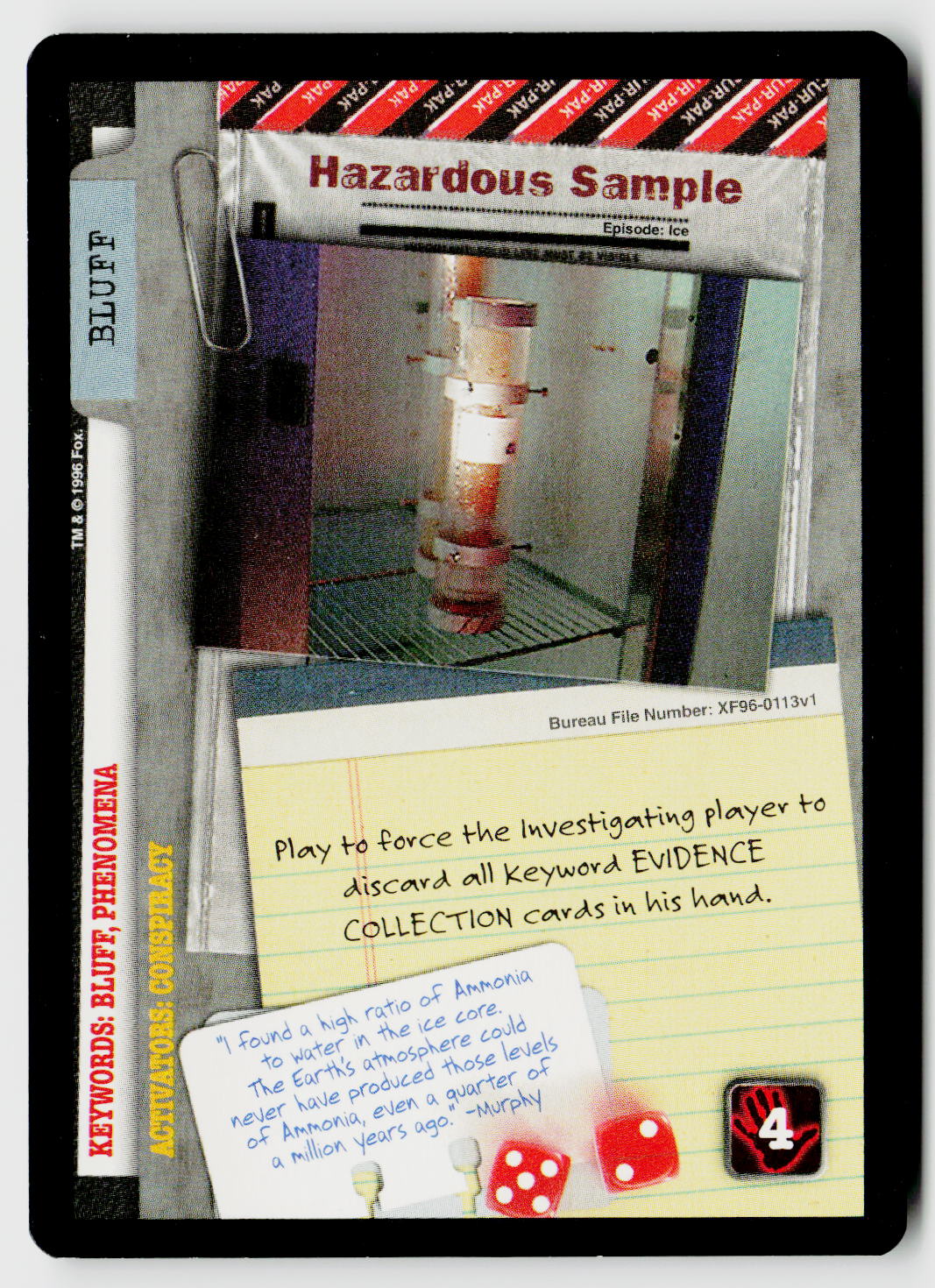 X-Files CCG | Premiere | Hazardous Sample XF96-0113v1 Common