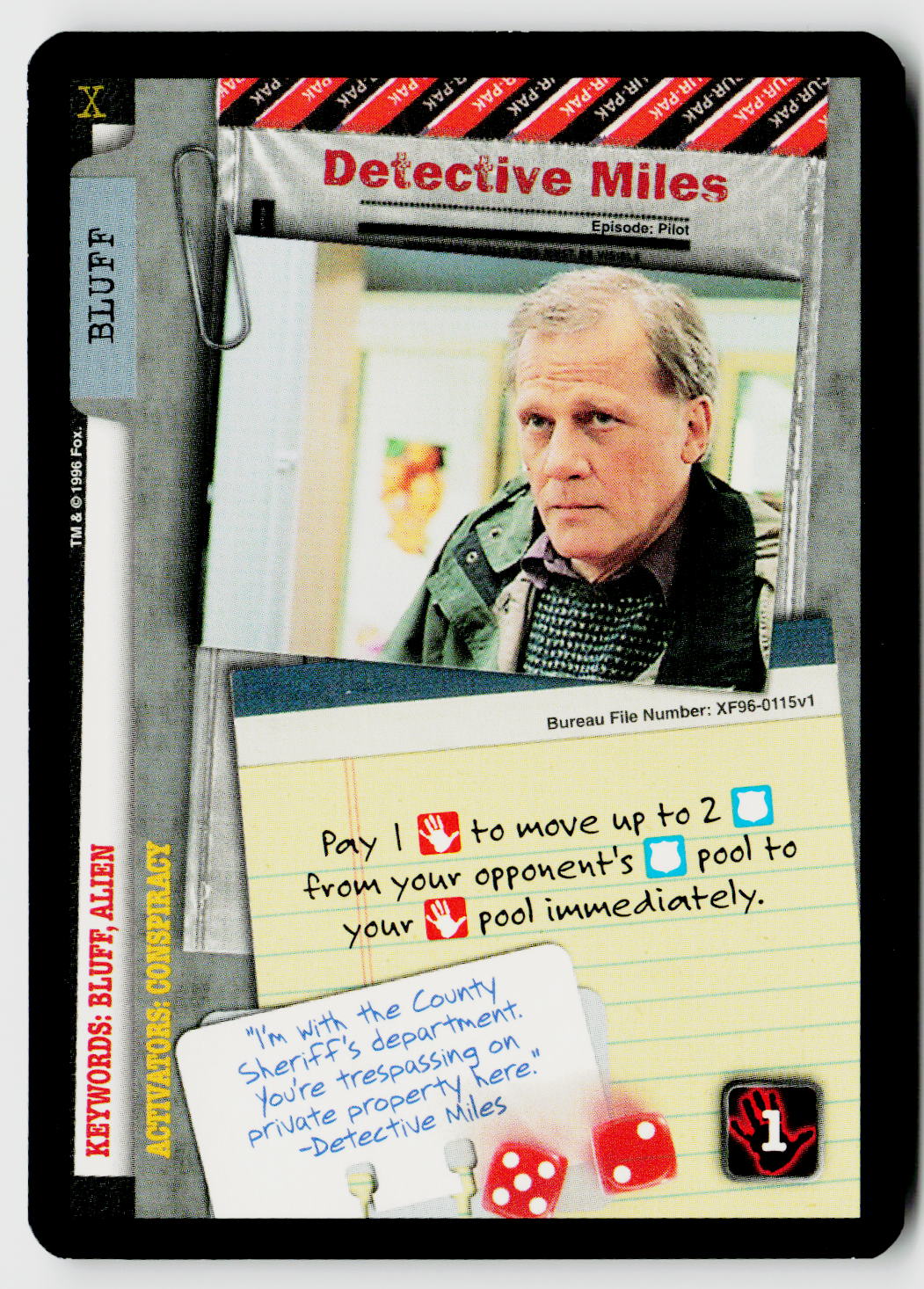 X-Files CCG | Premiere | Detective Miles XF96-0115v1 Uncommon