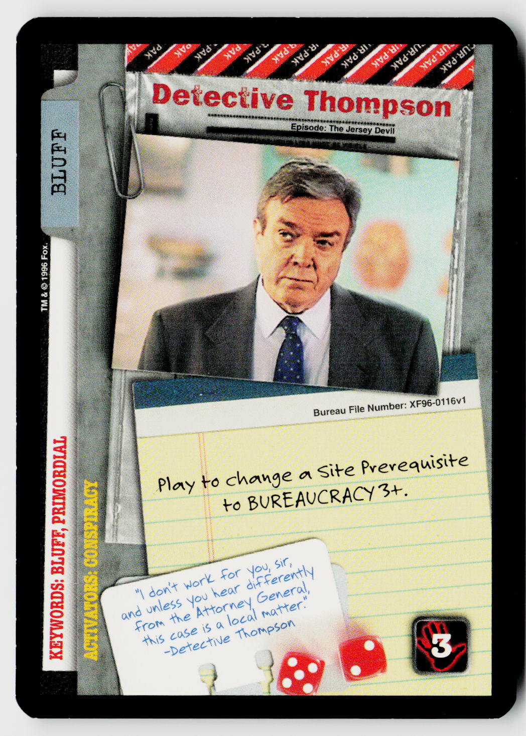 X-Files CCG | Premiere | Detective Thompson XF96-0116v1 Uncommon