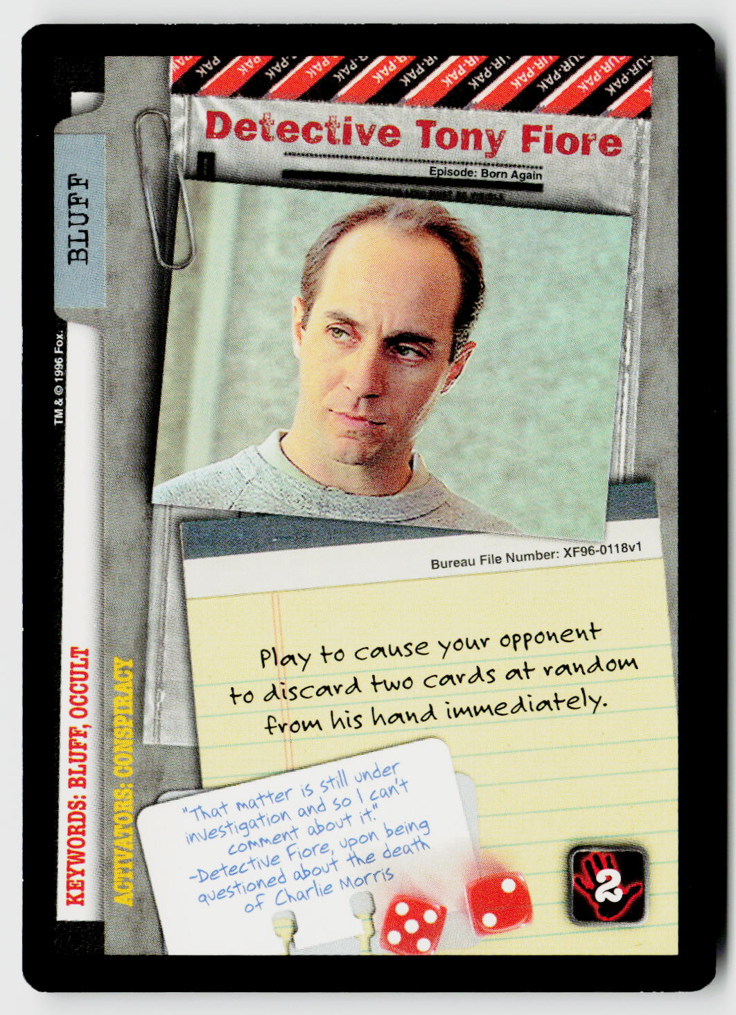 X-Files CCG | Premiere | Detective Tony Fiore XF96-0118v1 Uncommon