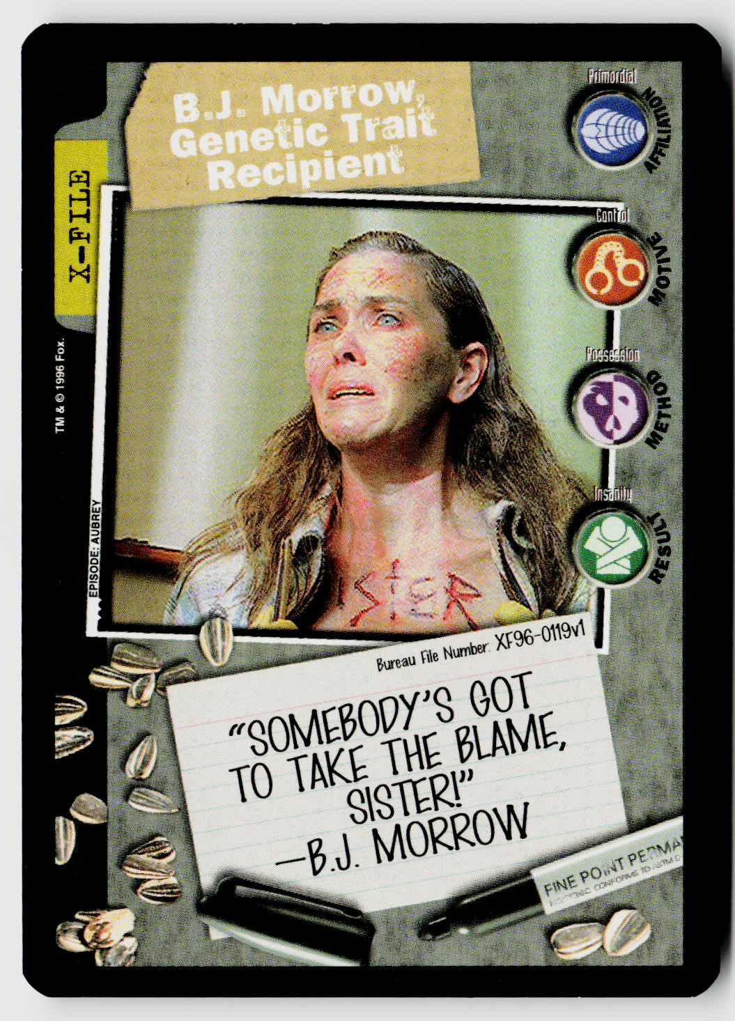 X-Files CCG | Premiere | B.J. Morrow, Genetic Trait Recipient XF96-0119v1 Fixed