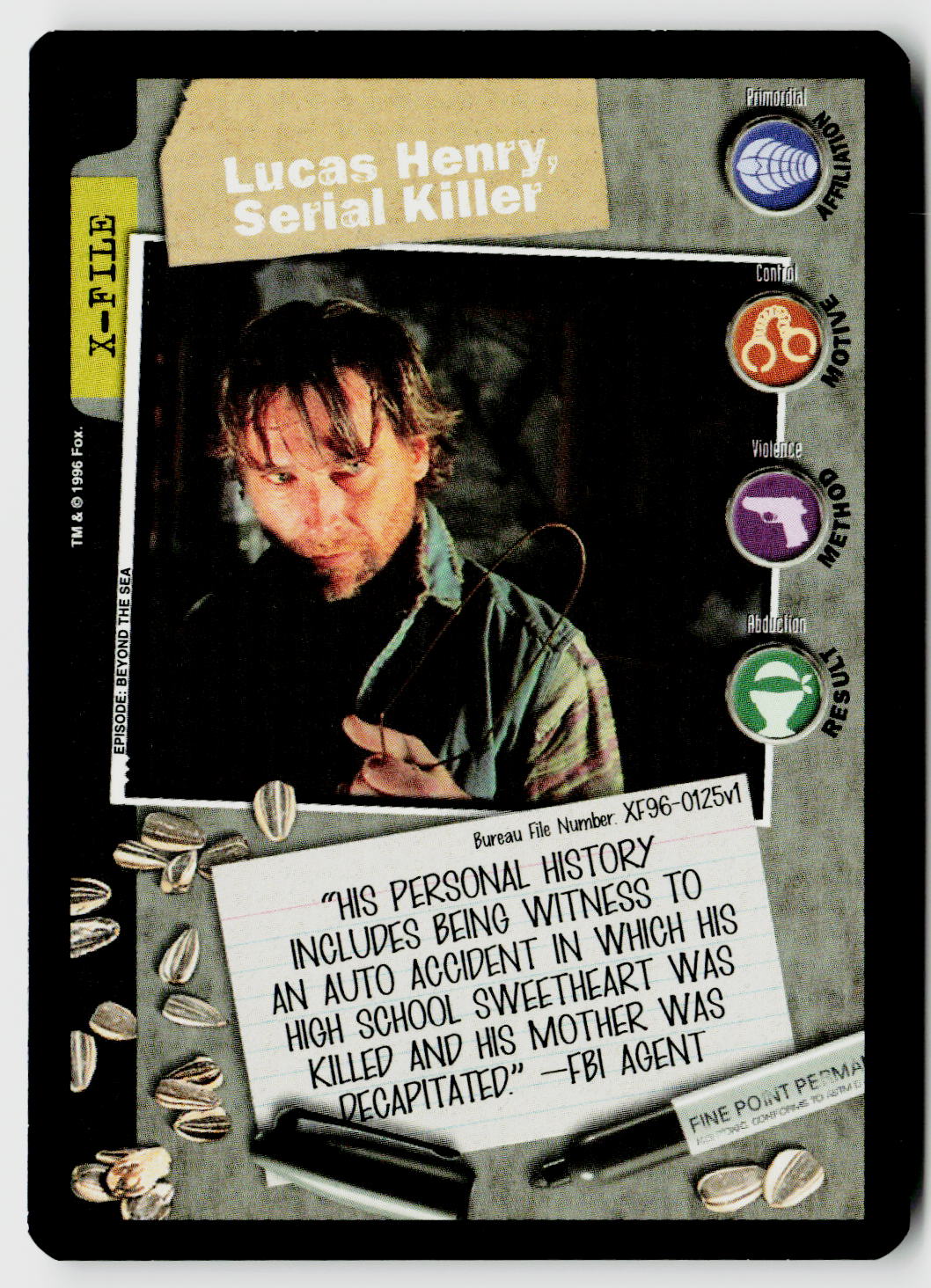 X-Files CCG | Premiere | Lucas Henry, Serial Killer XF96-0125v1 Fixed