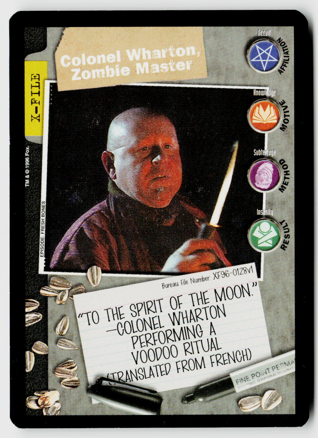 X-Files CCG | Premiere | Colonel Wharton, Zombie Master XF96-0128v1 Common