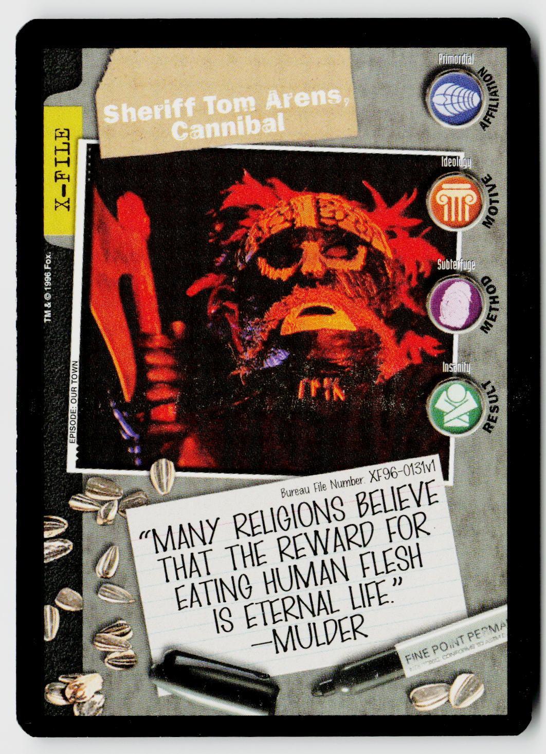 X-Files CCG | Premiere | Sheriff Tom Arens, Cannibal XF96-0131v1 Common