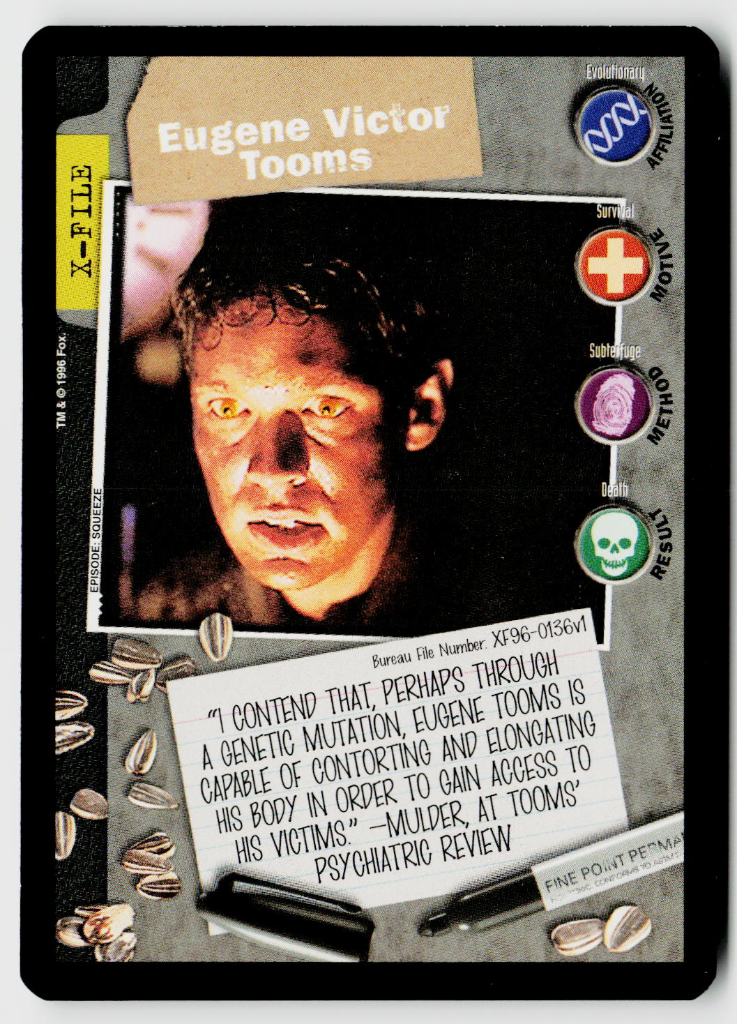 X-Files CCG | Premiere | Eugene Victor Tooms XF96-0136v1 Common