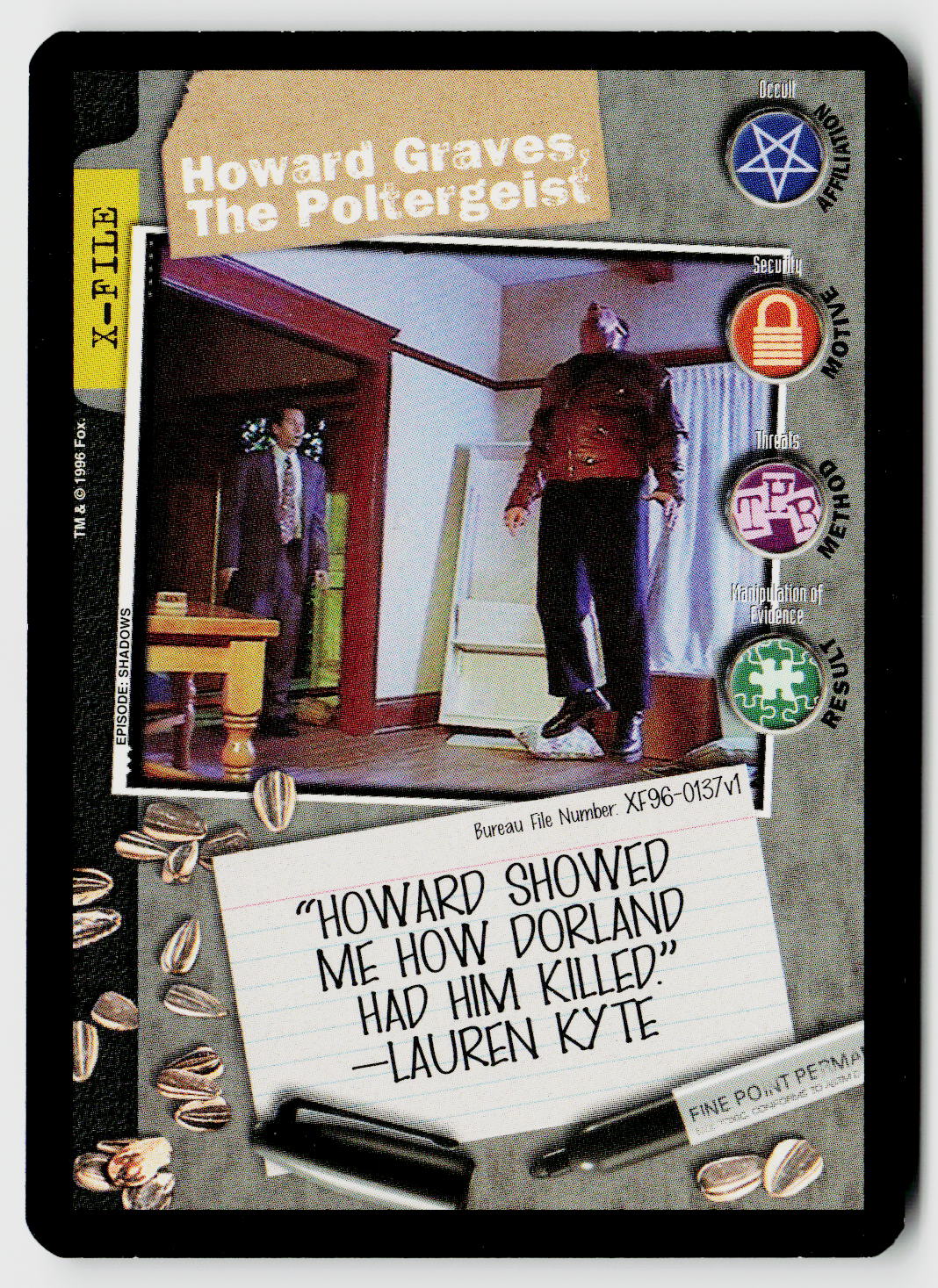 X-Files CCG | Premiere | Howard Graves, The Poltergeist XF96-0137v1 Common