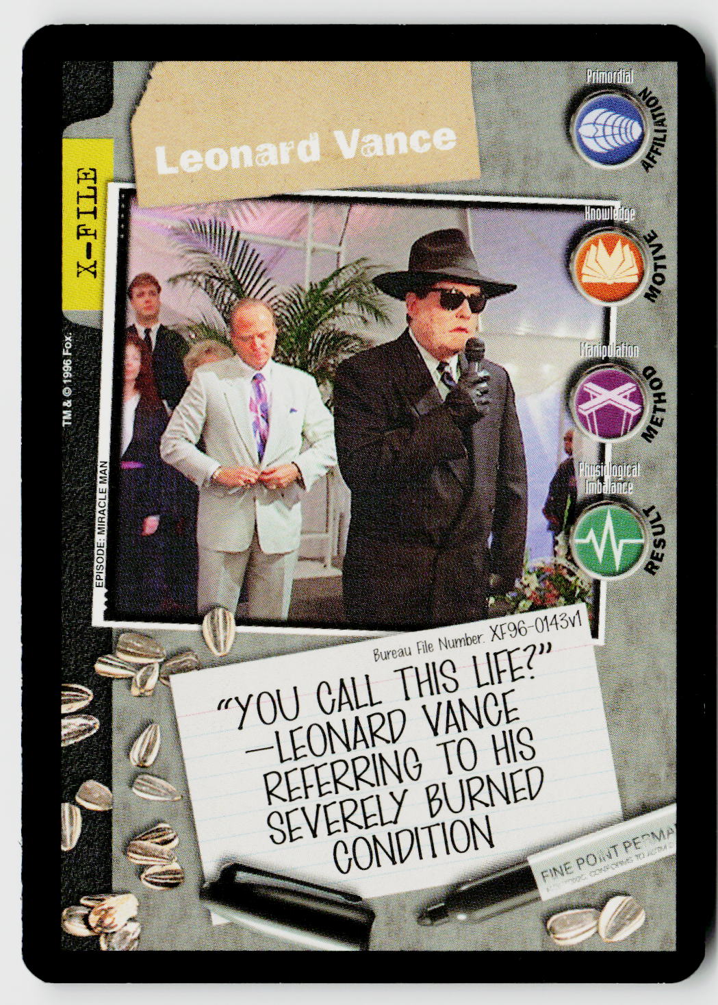 X-Files CCG | Premiere | Leonard Vance XF96-0143v1 Common