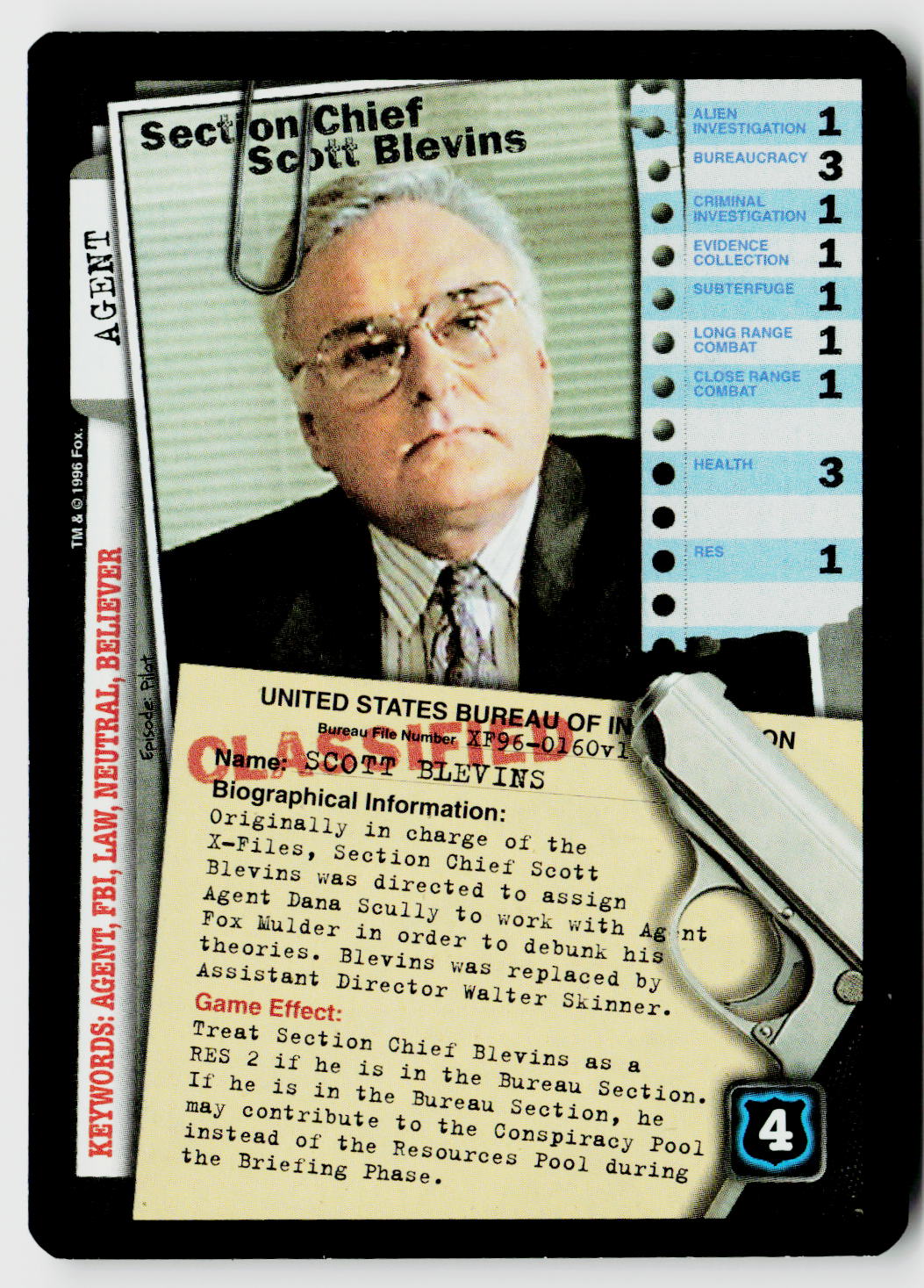 X-Files CCG | Premiere | Section Chief Scott Blevins XF96-0160v1 Fixed
