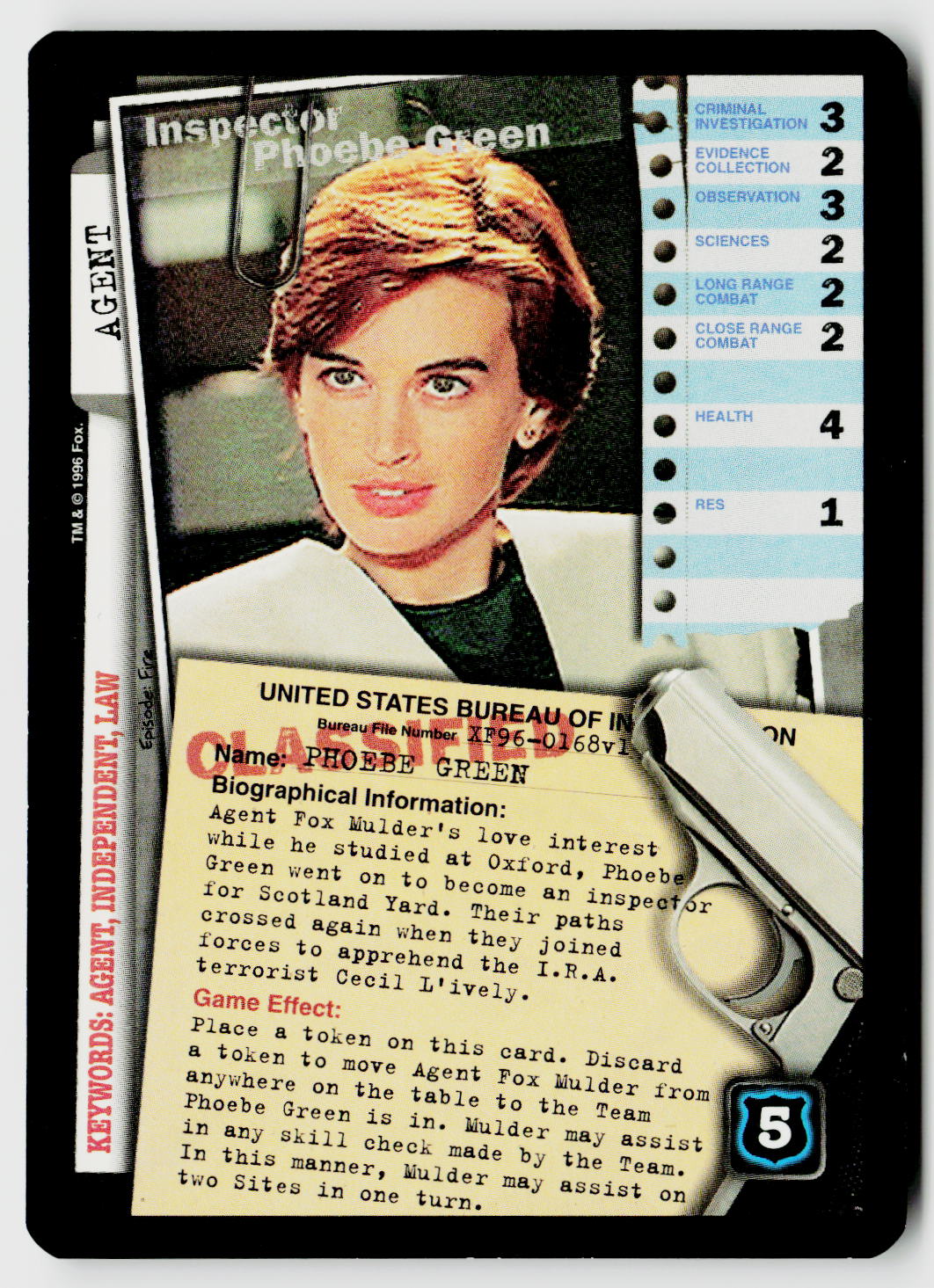 X-Files CCG | Premiere | Inspector Phoebe Green XF96-0168v1 Fixed