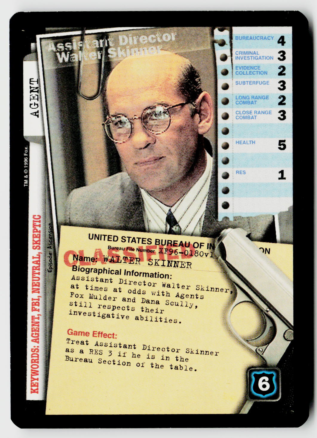 X-Files CCG | Premiere | Assistant Director Walter Skinner XF96-0180v1 Fixed