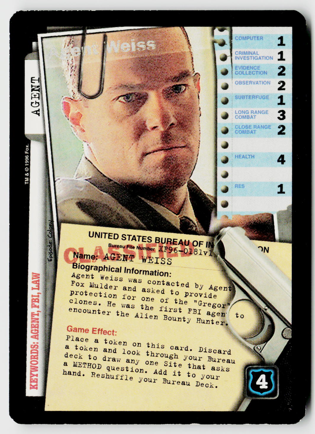 X-Files CCG | Premiere | Agent Weiss XF96-0181v1 Fixed