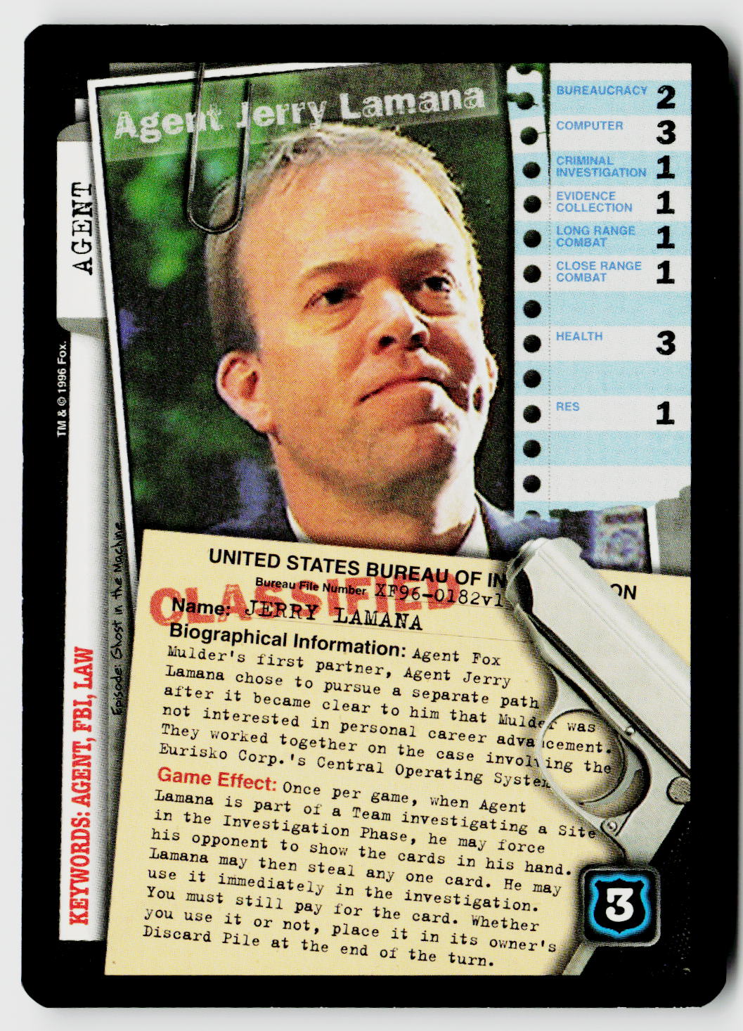 X-Files CCG | Premiere | Agent Jerry Lamana XF96-0182v1 Fixed