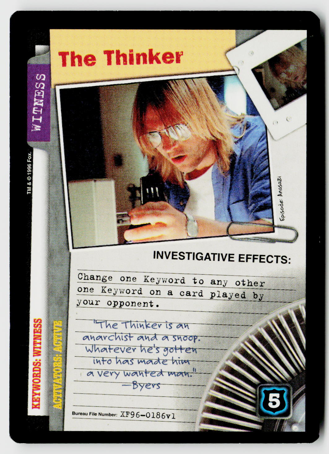 X-Files CCG | Premiere | The Thinker XF96-0186v1 Rare