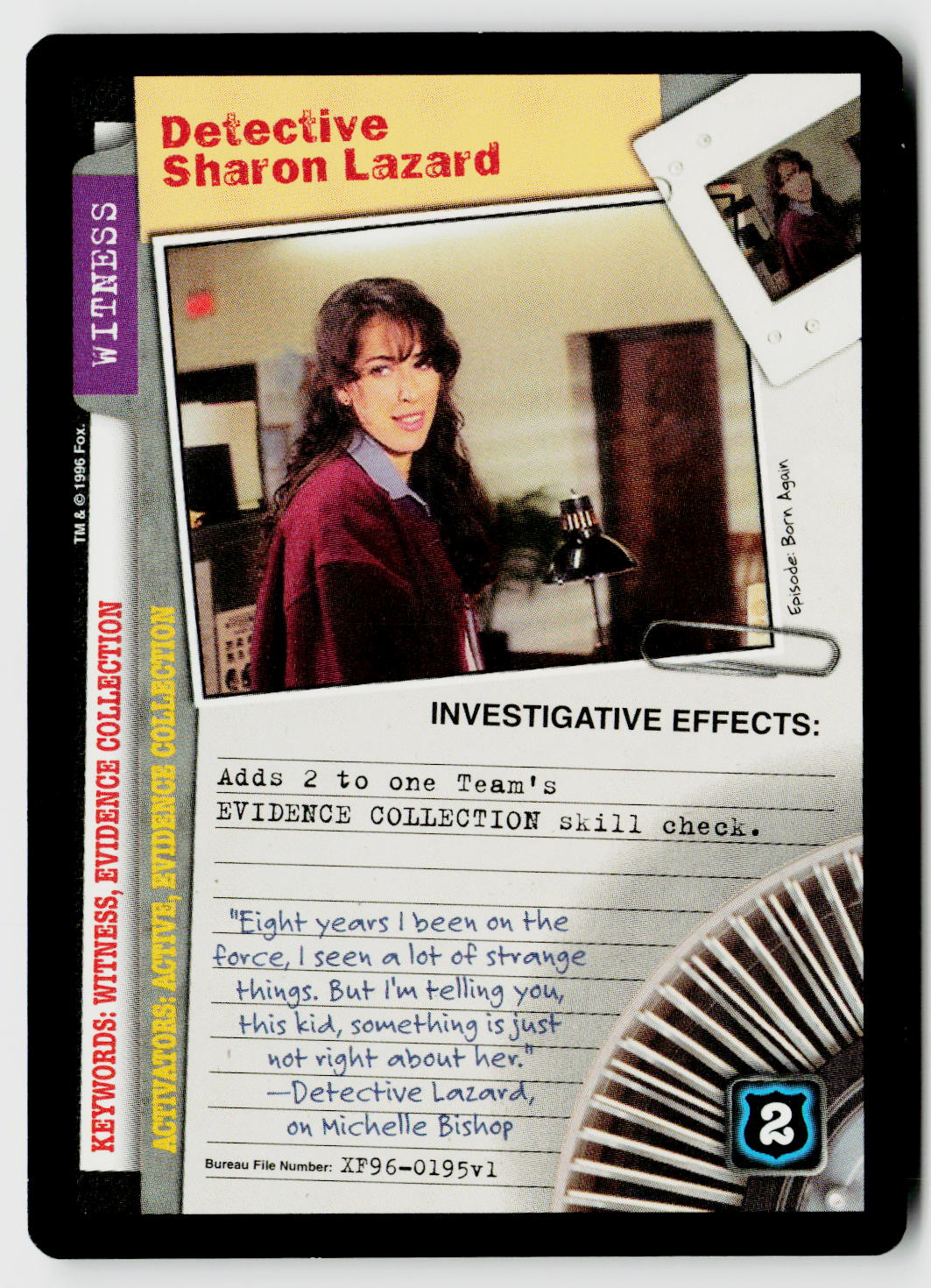 X-Files CCG | Premiere | Detective Sharon Lazard XF96-0195v1 Uncommon