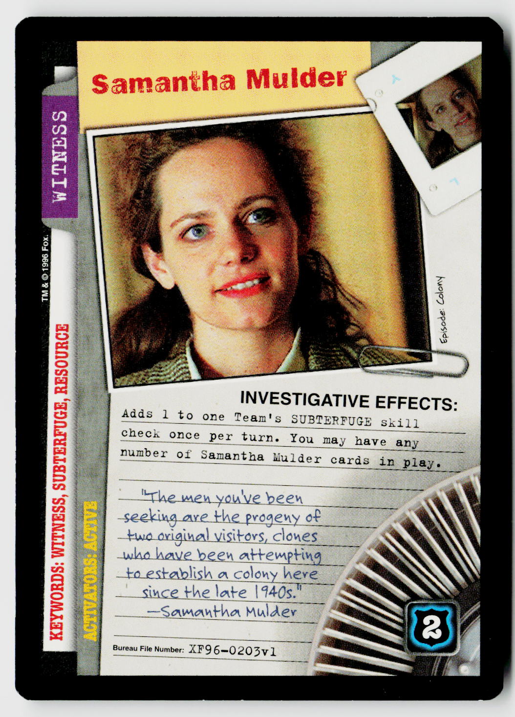 X-Files CCG | Premiere | Samantha Mulder XF96-0203v1 Rare