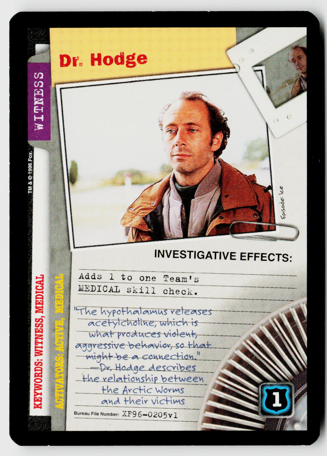 X-Files CCG | Premiere | Dr. Hodge XF96-0205v1 Common