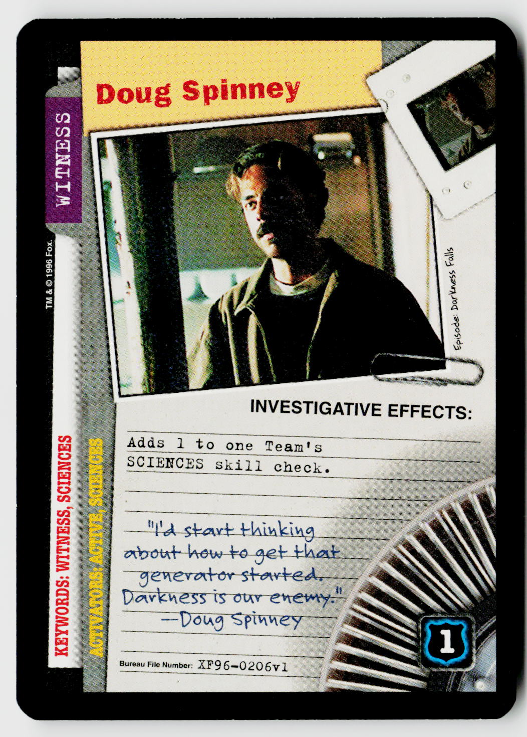 X-Files CCG | Premiere | Doug Spinney XF96-0206v1 Common