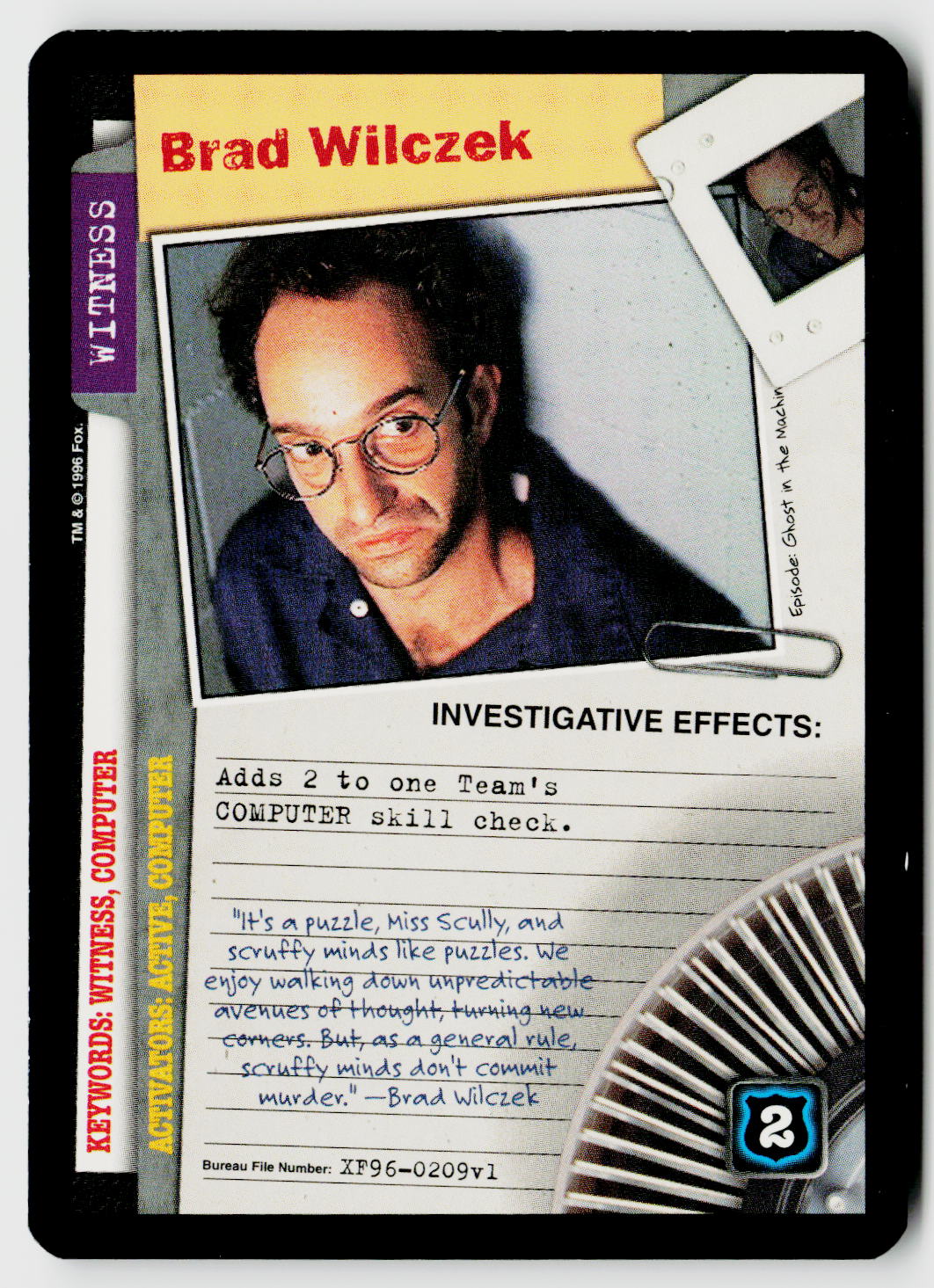 X-Files CCG | Premiere | Brad Wilczek XF96-0209v1 Uncommon