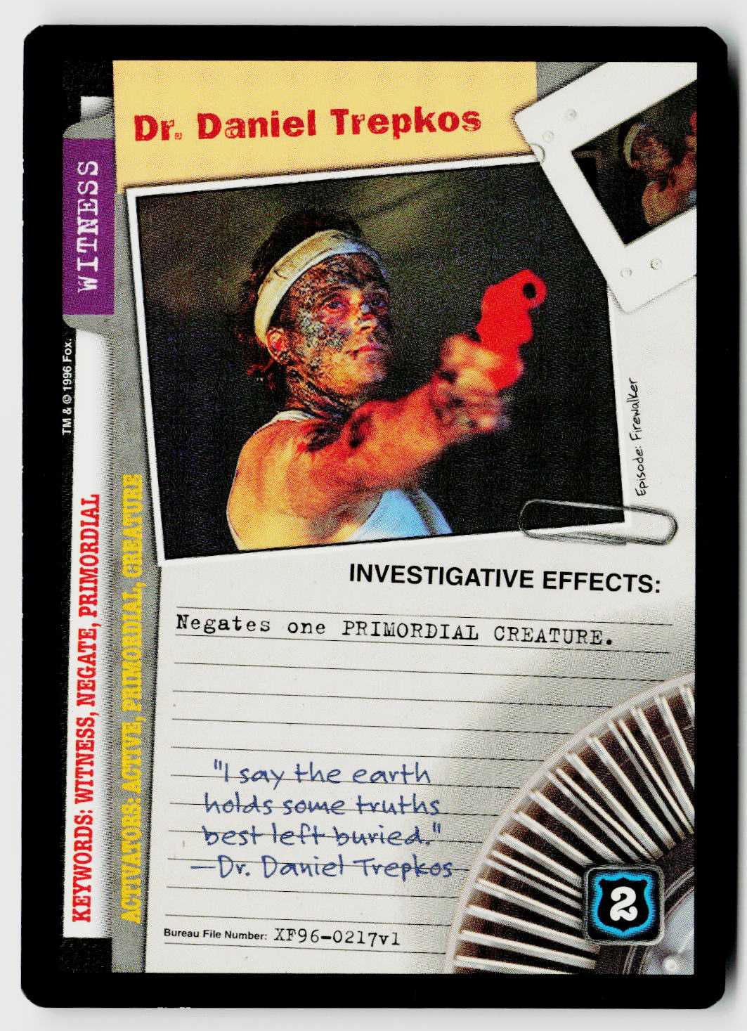 X-Files CCG | Premiere | Dr. Daniel Trepkos XF96-0217v1 Rare
