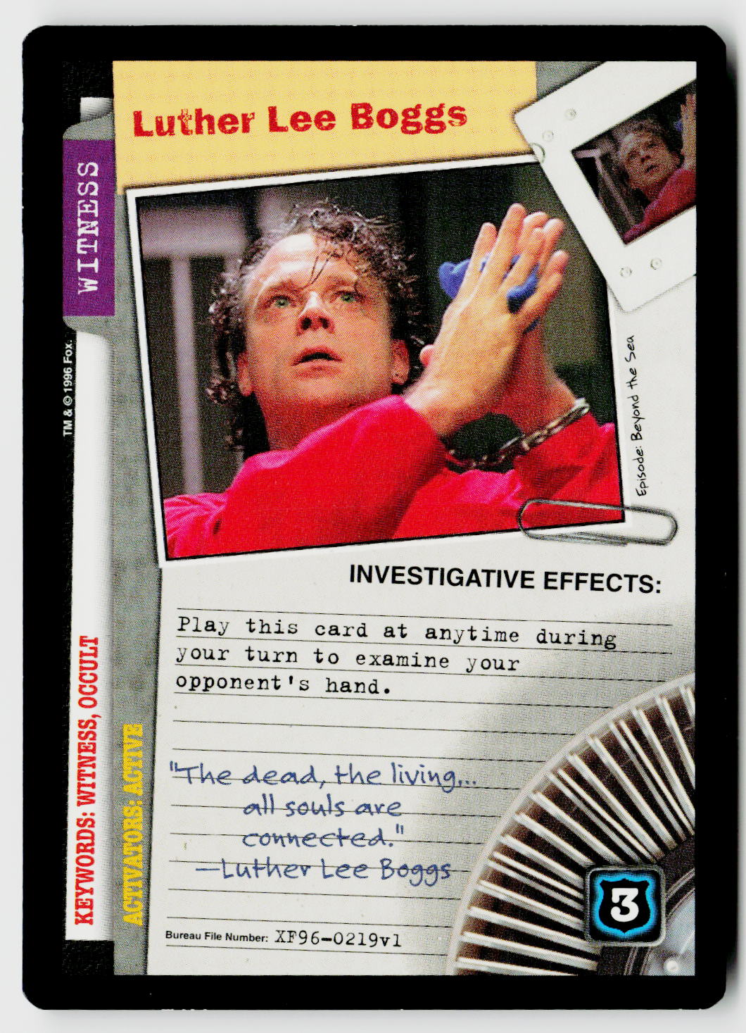 X-Files CCG | Premiere | Luther Lee Boggs XF96-0219v1 Rare