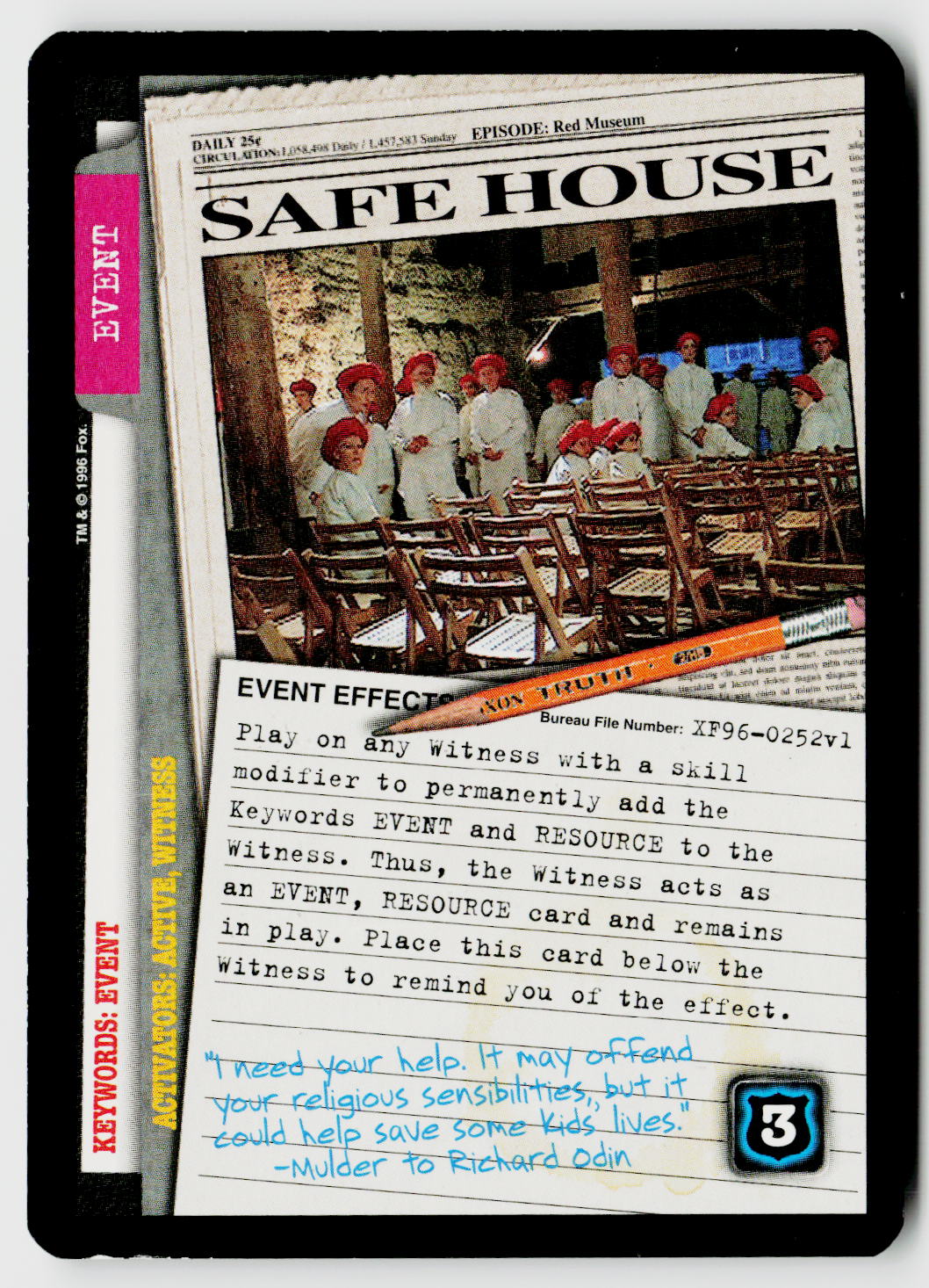 X-Files CCG | Premiere | Safe House XF96-0252v1 Rare