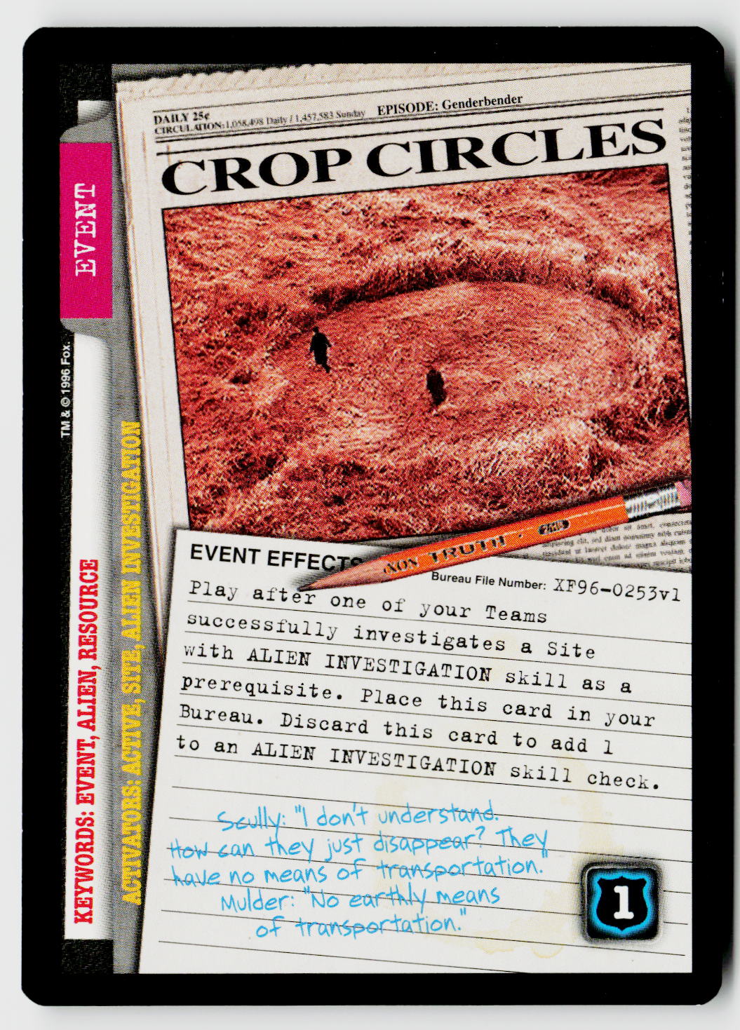X-Files CCG | Premiere | Crop Circles XF96-0253v1 Common