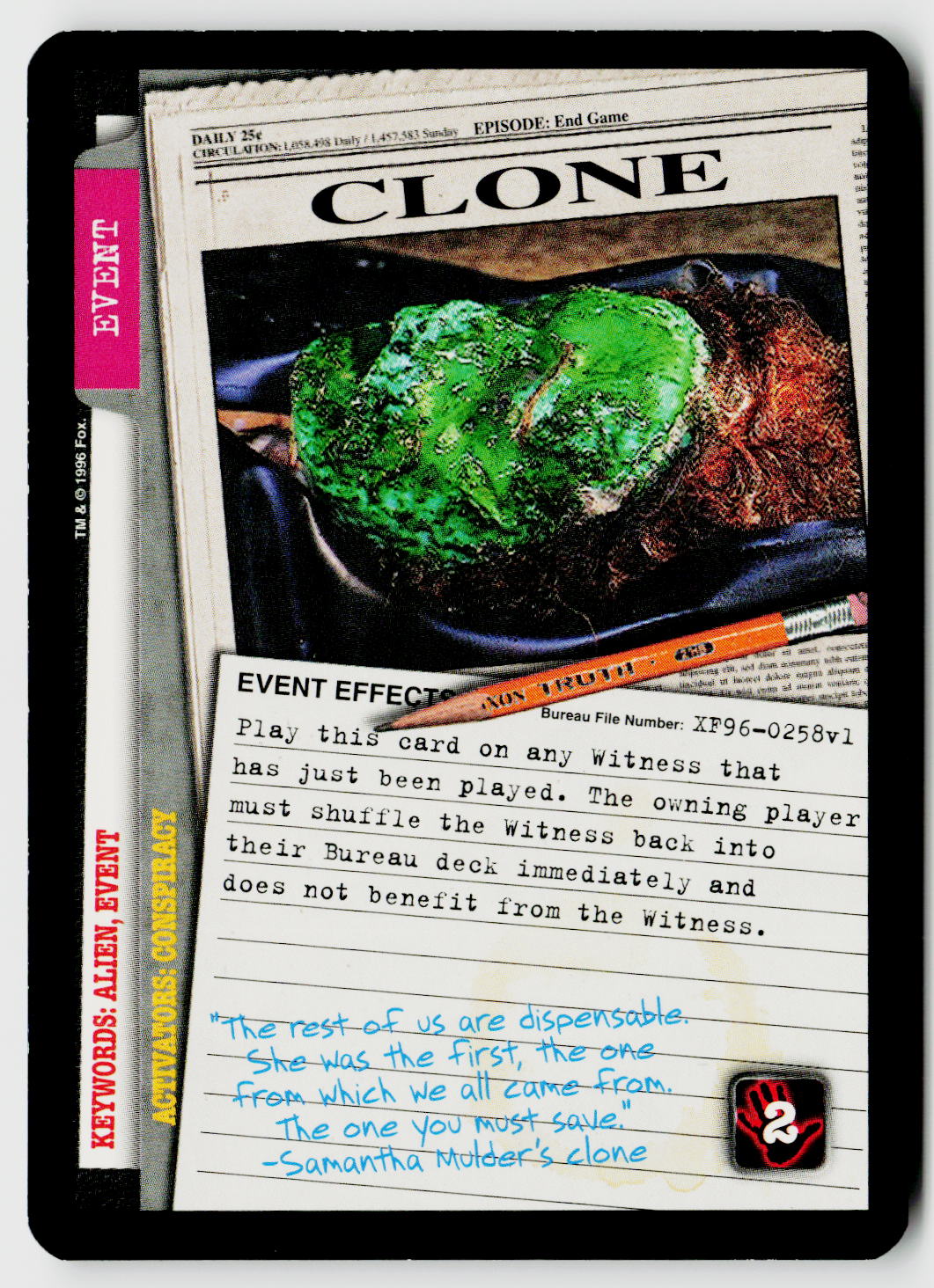 X-Files CCG | Premiere | Clone XF96-0258v1 Uncommon