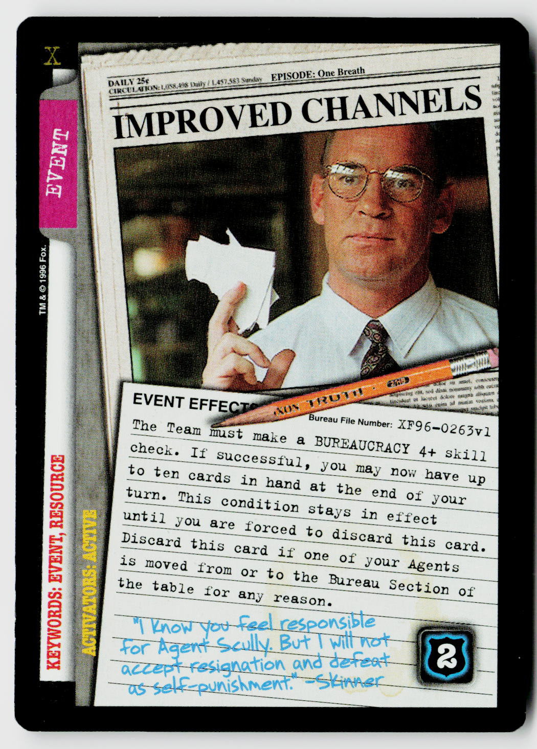 X-Files CCG | Premiere | Improved Channels XF96-0263v1 Uncommon