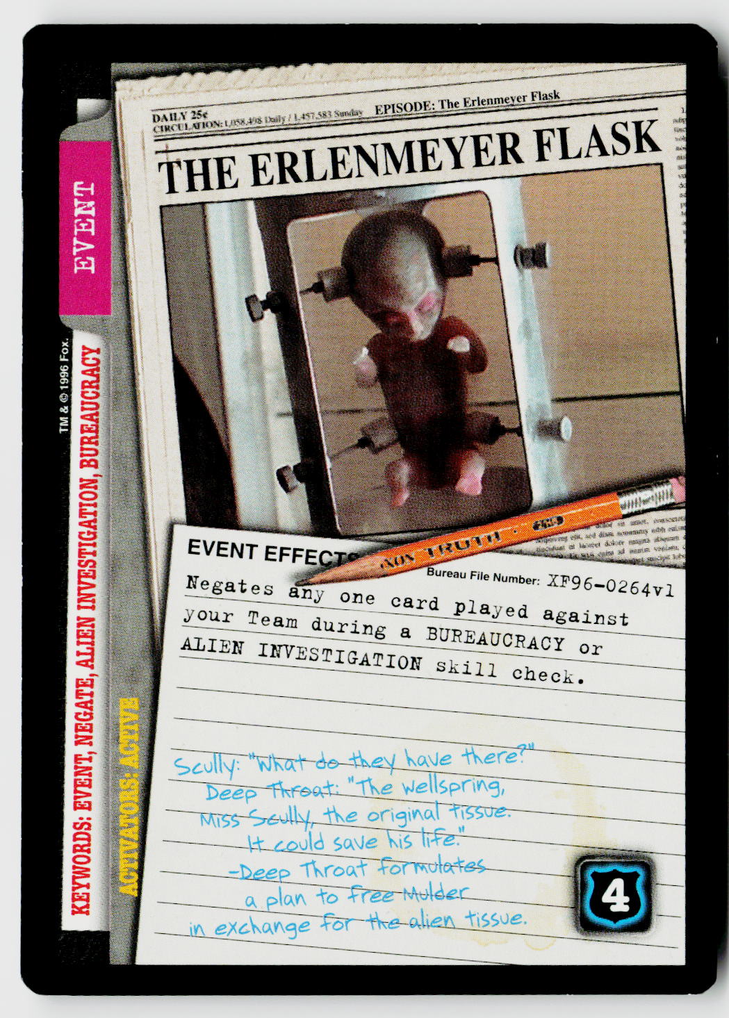 X-Files CCG | Premiere | The Erlenmeyer Flask XF96-0264v1 Rare