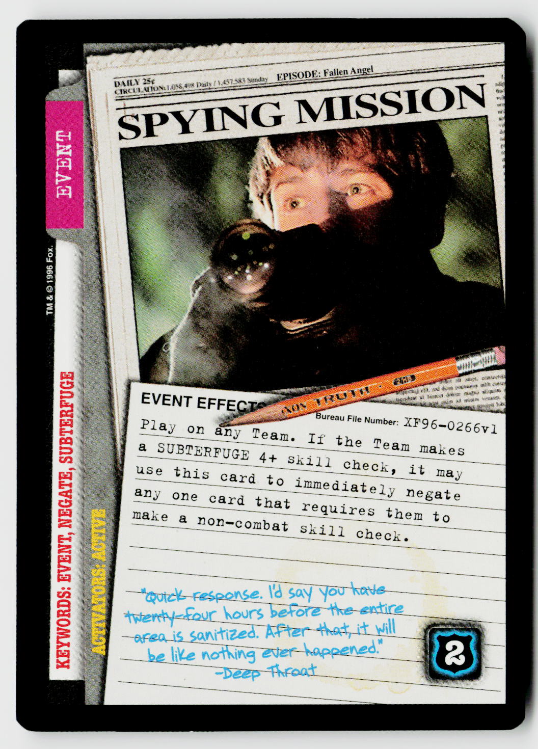 X-Files CCG | Premiere | Spying Mission XF96-0266v1 Uncommon