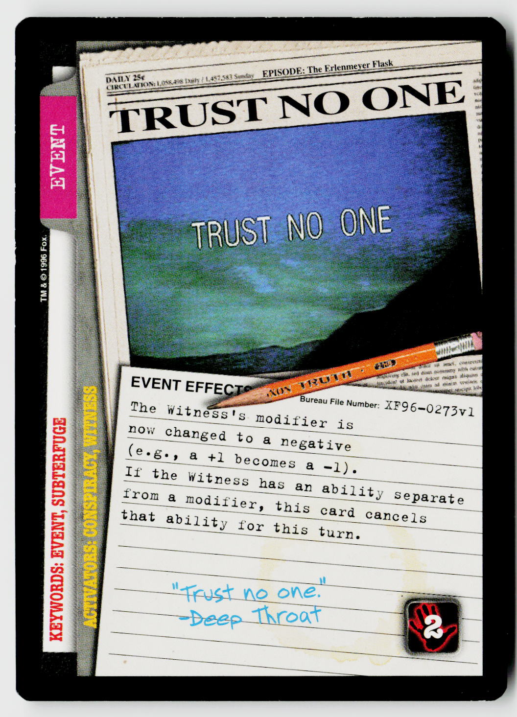 X-Files CCG | Premiere | Trust No One XF96-0273v1 Rare