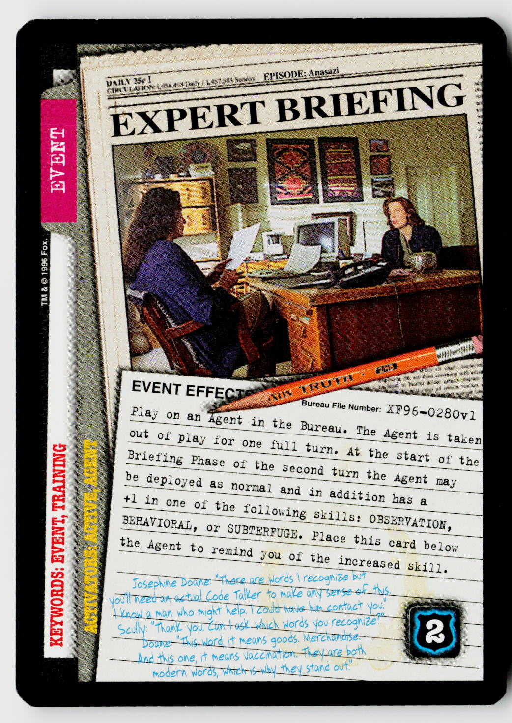 X-Files CCG | Premiere | Expert Briefing XF96-0280v1 Common